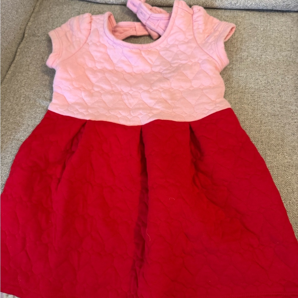 2T Janie and Jack quilted heart dress in pink and red